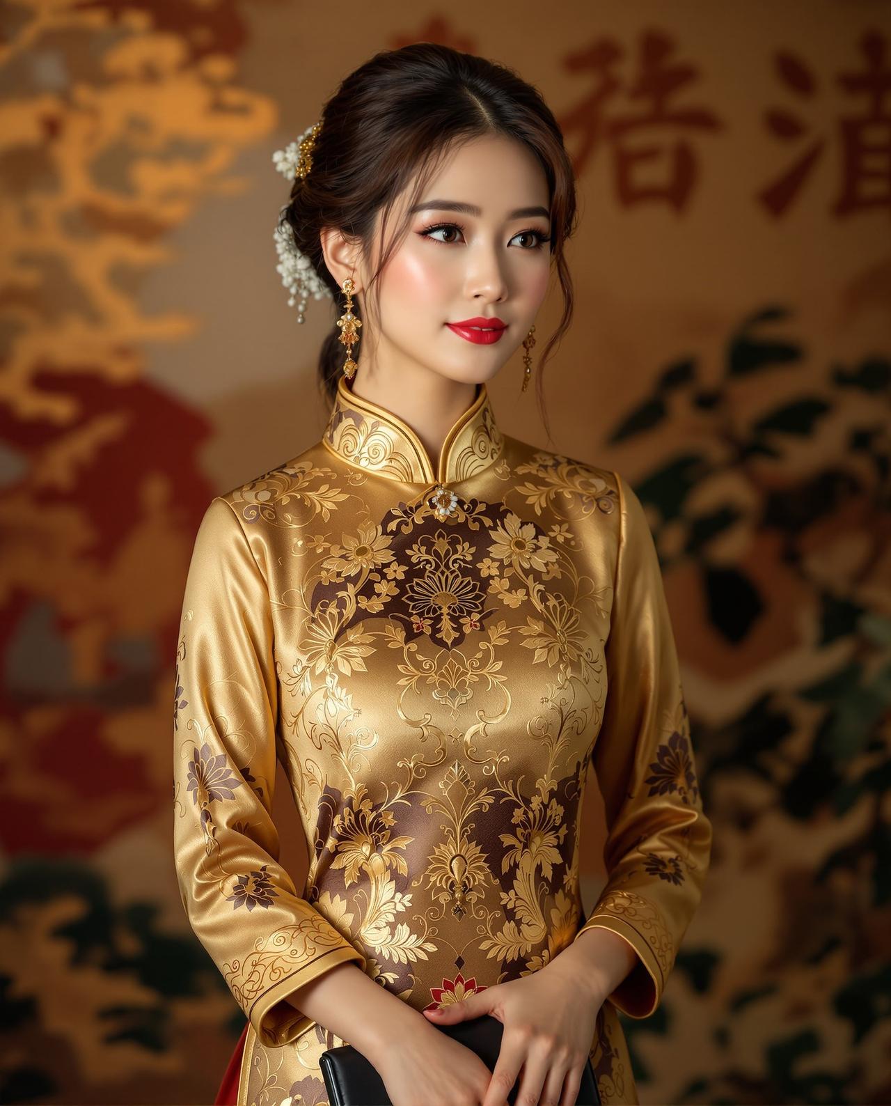 往期福利 金色刺绣旗袍·盛唐气象